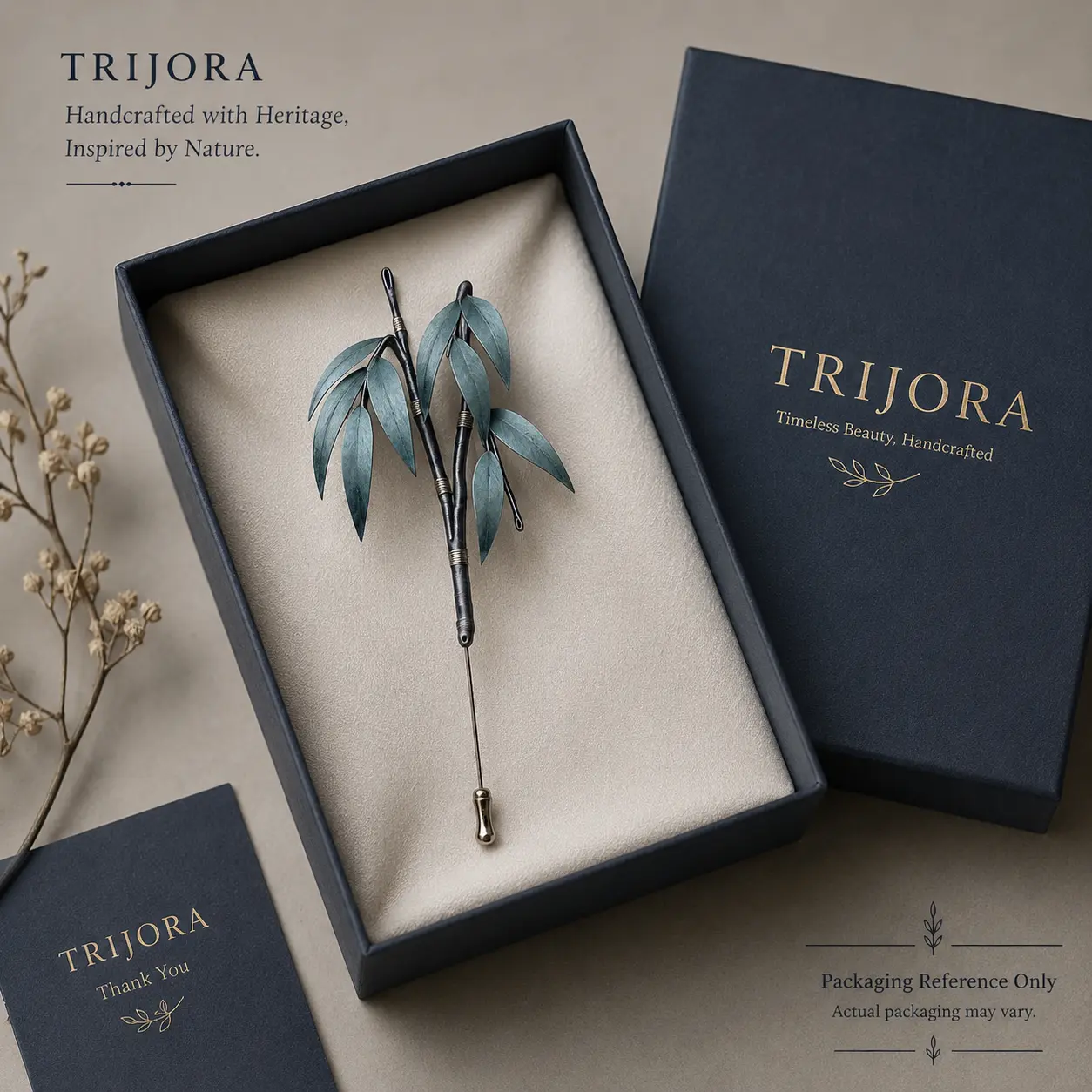 Bamboo in Blue — Handcrafted Silk Brooch detail 4