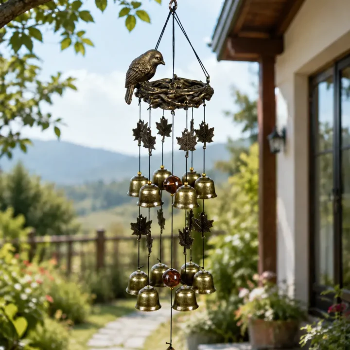 Vintage Bird Nest Wind Chime styled or worn view