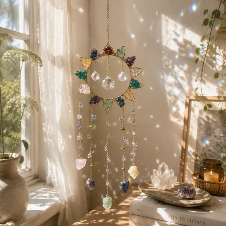 GARDEN OF LIGHT Crystal Sun Catcher styled or worn view