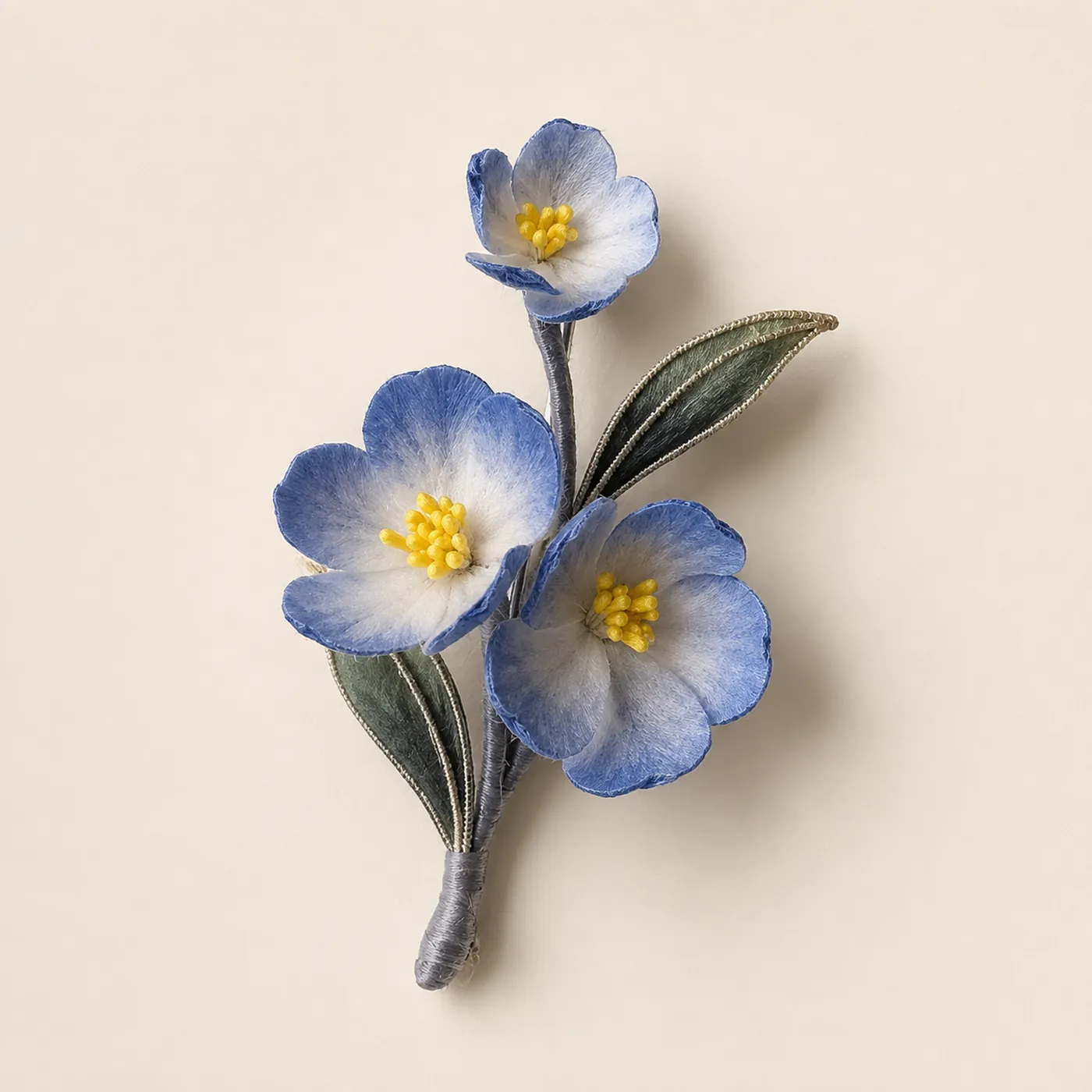 Blue Meadow Ronghua Silk Brooch