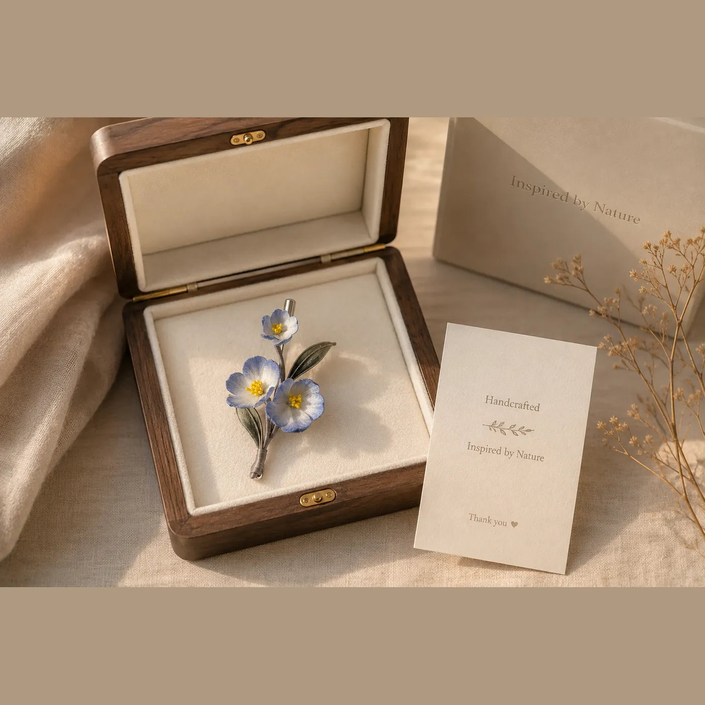 Blue Meadow Ronghua Silk Brooch detail 4