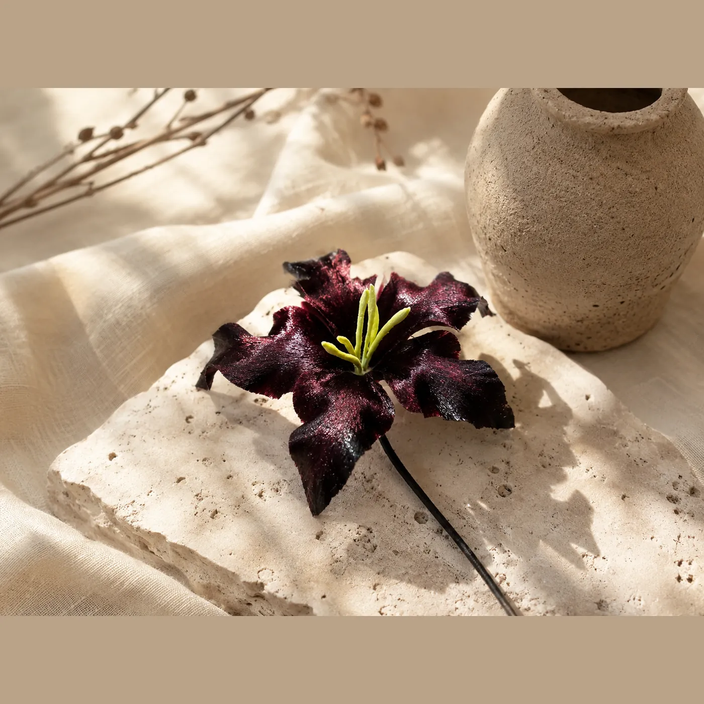 Midnight Bloom Ronghua Silk Brooch detail 3