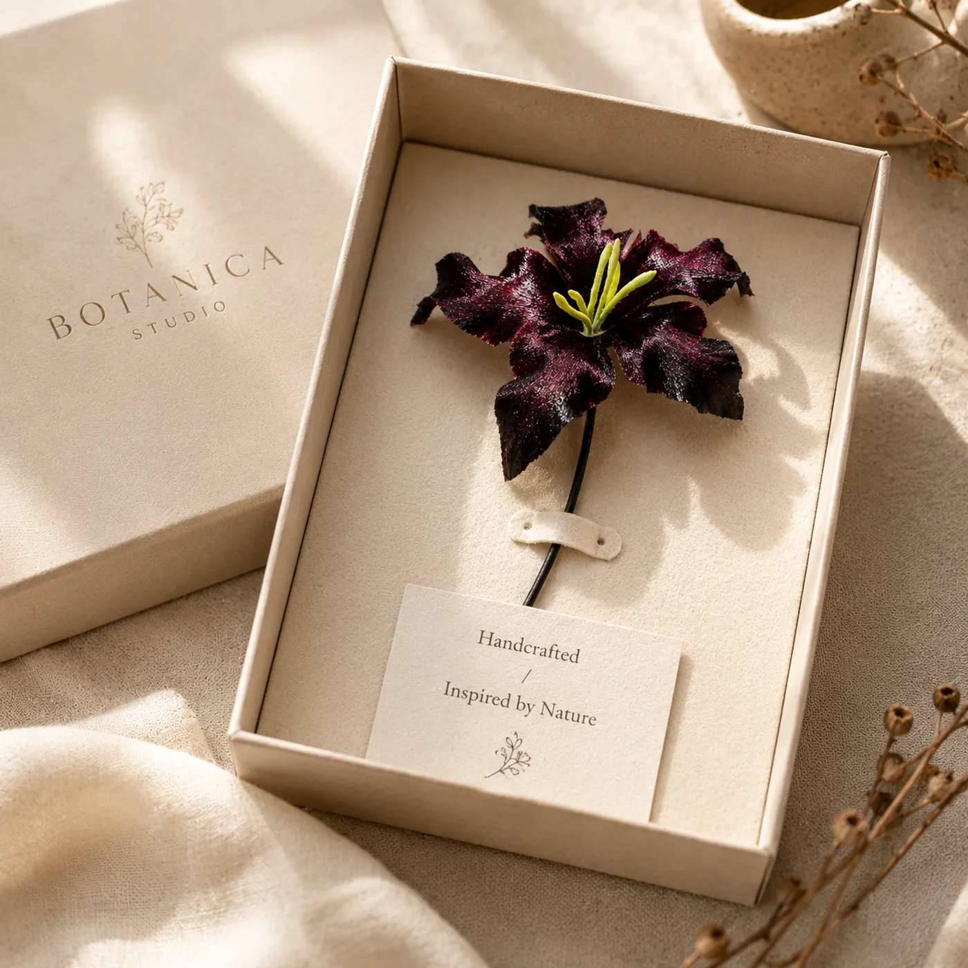 Midnight Bloom Ronghua Silk Brooch detail 4