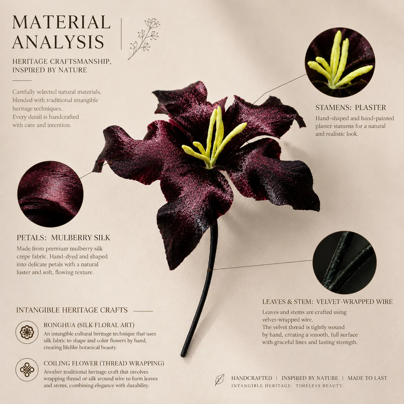 Midnight Bloom Ronghua Silk Brooch detail 6