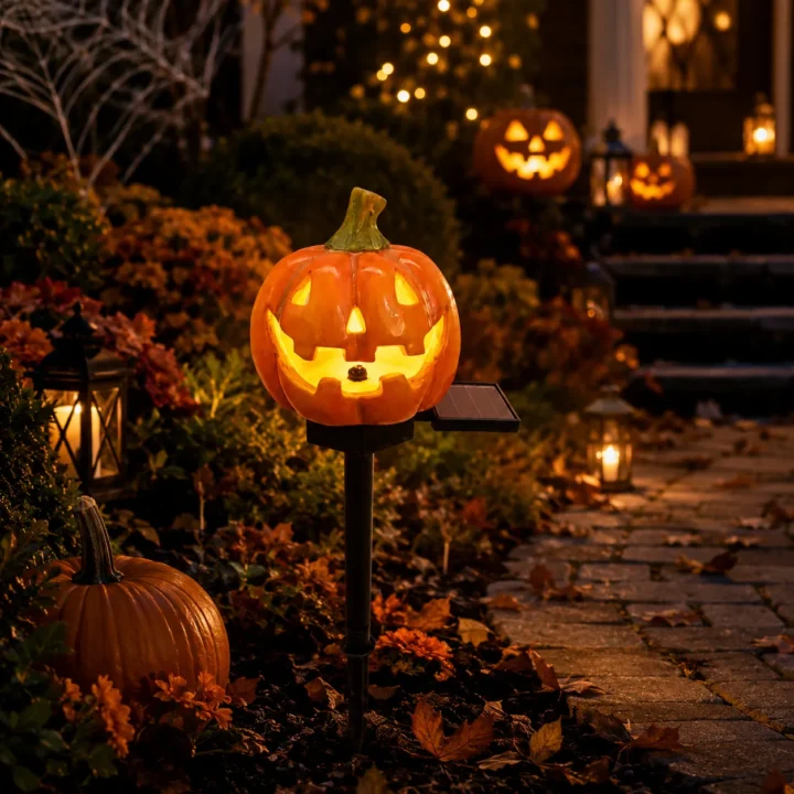 Halloween Solar Resin Pumpkin Light Collection styled or worn view
