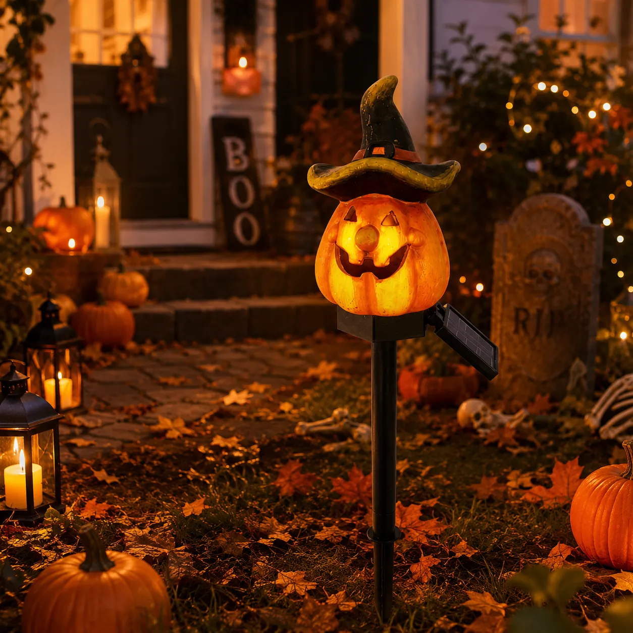 Halloween Solar Resin Pumpkin Light Collection detail 4