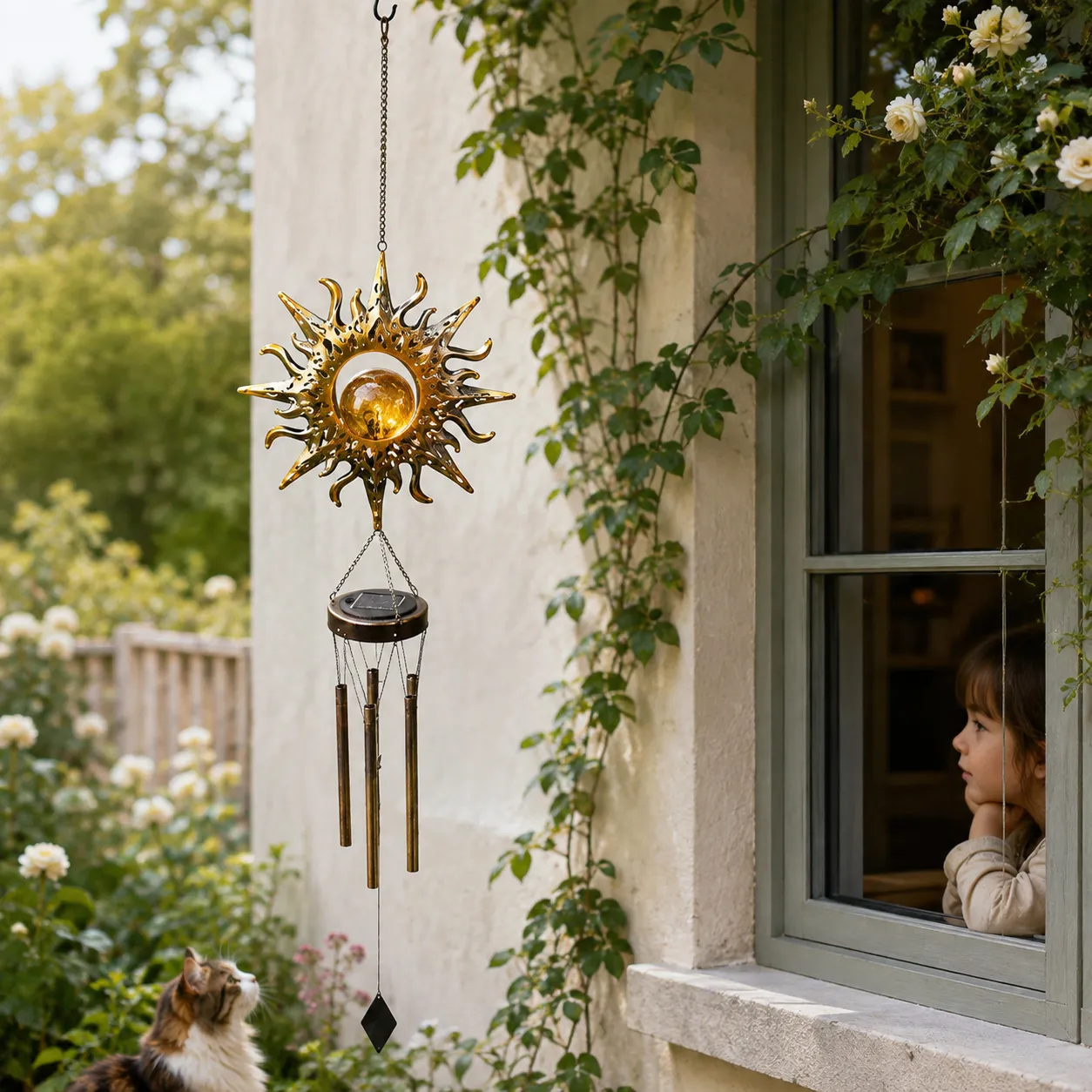 Sun Solar Wind Chime Hanging Light detail 3