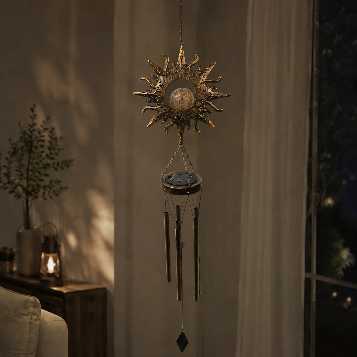 Sun Solar Wind Chime Hanging Light detail 4