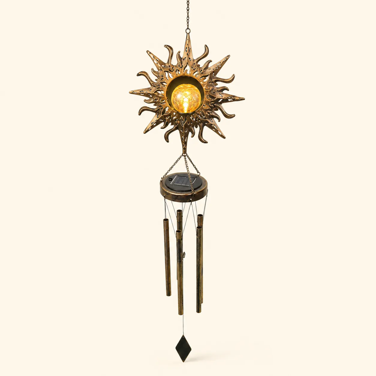 Sun Solar Wind Chime Hanging Light